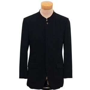 ISSEY MIYAKE MENS MANDARIN COLLAR WOOL JACKET BLAZER MADE IN JAPAN BLACK SIZE 3